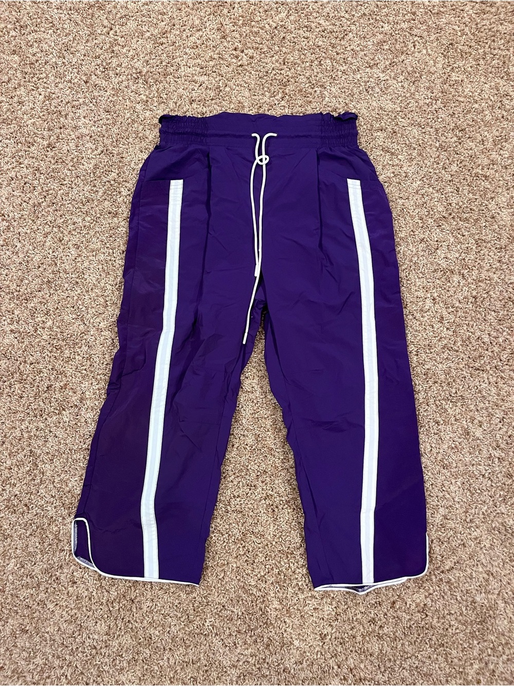 Free People Purple Track Pants with White Side Stripes